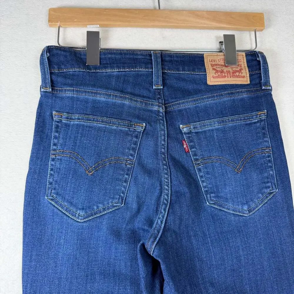 Levis 726 Flare Jeans Women 28 (28x31) Blue Denim Stretch Boho Hipster Western
